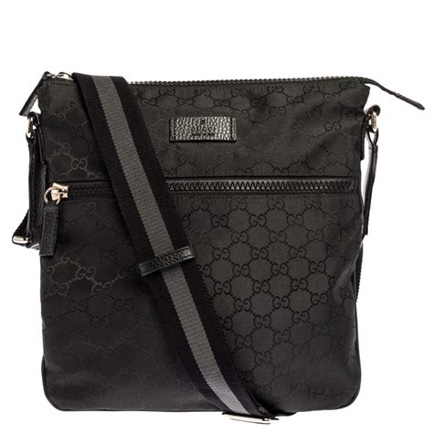 gucci black leather messenger bag|gg black small Messenger bag.